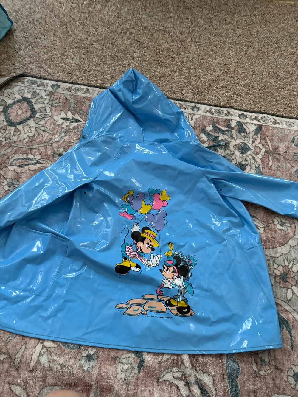 Vintage Disney Mickey Minnie Mouse Kids Raincoat